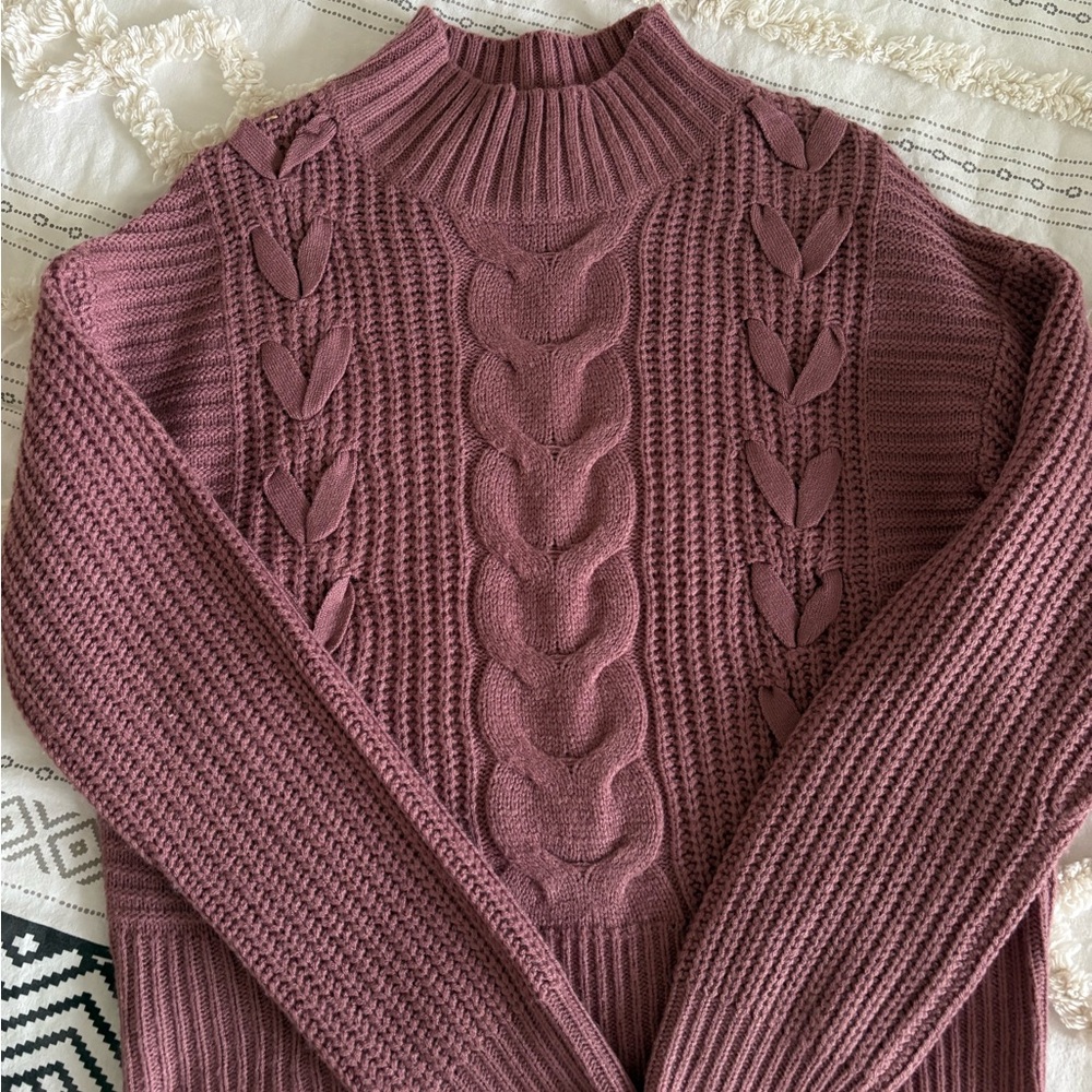 Cable Knit Mauve Sweater